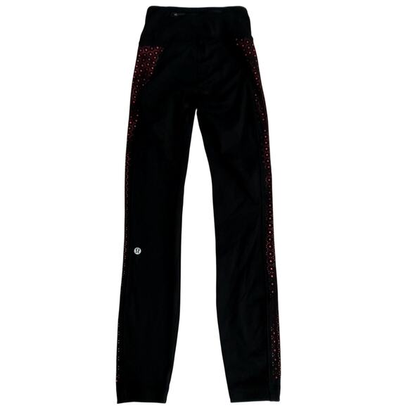 Lululemon Pants - Lululemon Color Me Quick 7/8 leggings athleisure black pink eyelet size 2